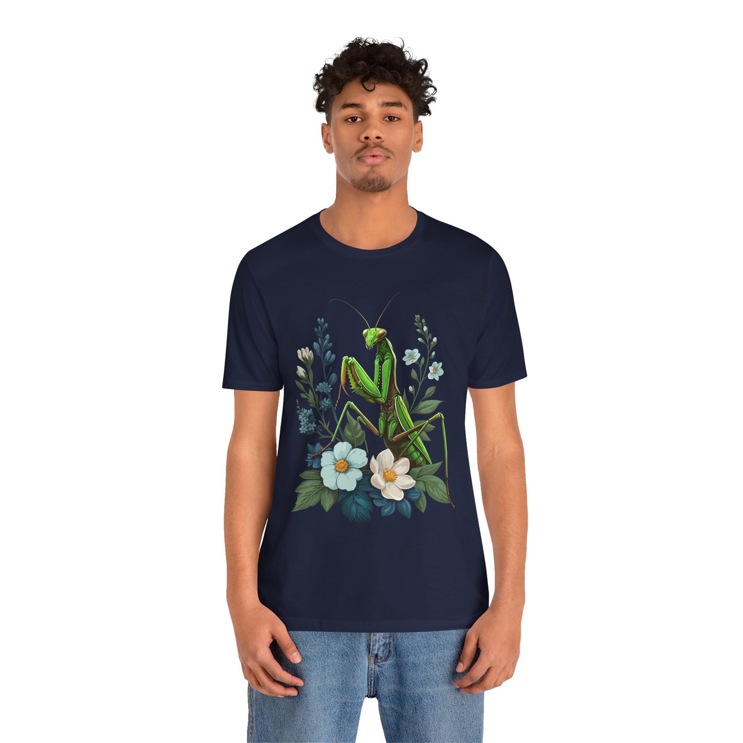 Mantis in the Flowers Unisex Jersey Tee - Casual Everyday Wear - Great for Insect Lovers