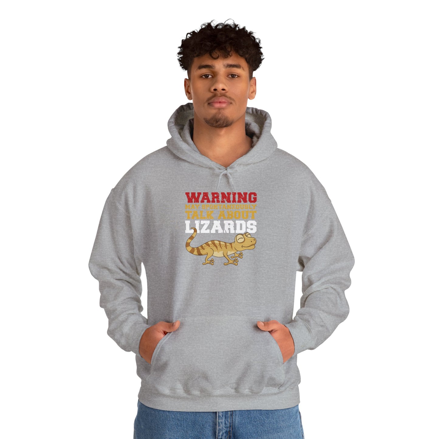 "May Spontaneously Talk About Lizards" Unisex Hooded Sweatshirt with Bold Print - Great for Reptile Lovers