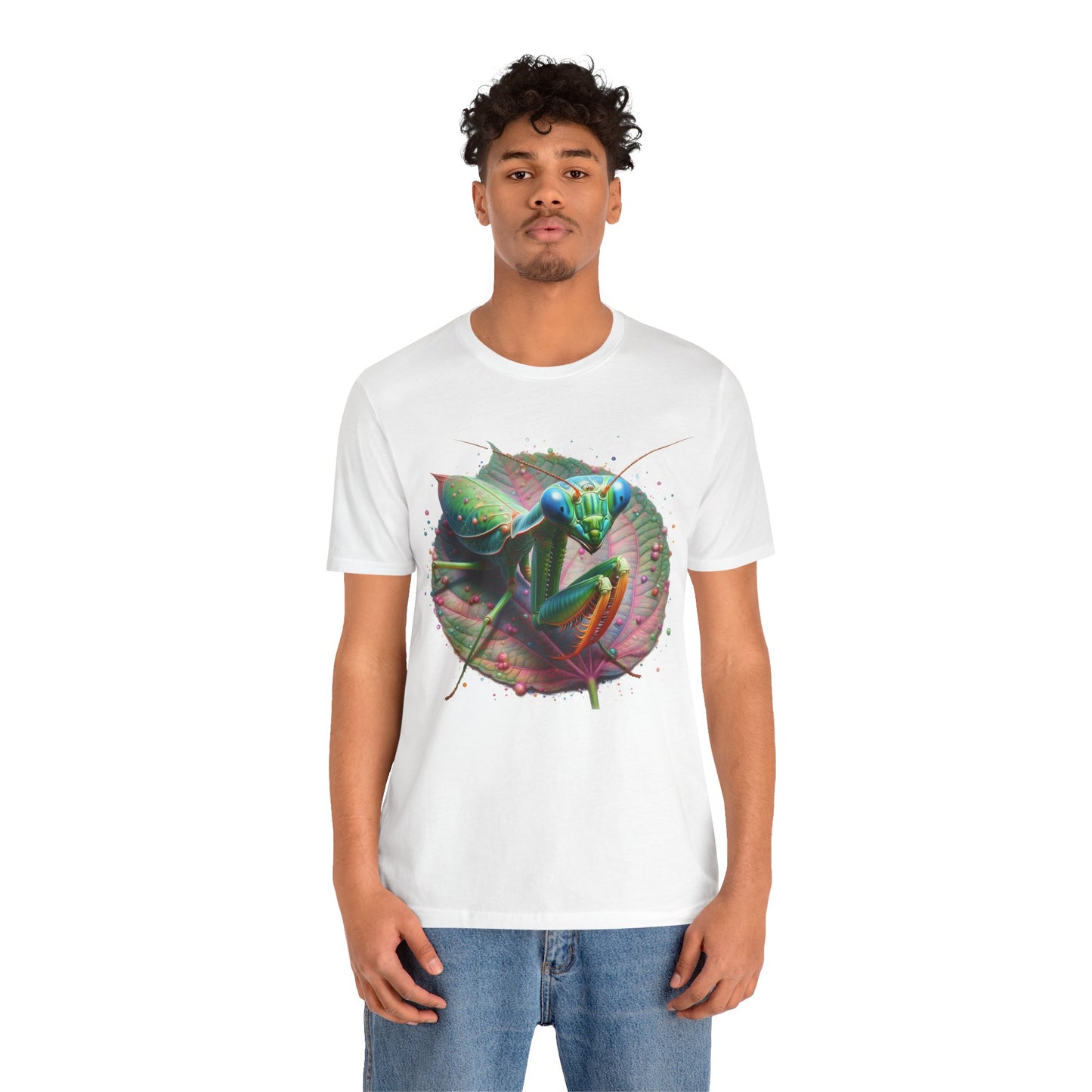 Mantis on a Leaf Unisex Jersey Tee - Casual Everyday Wear - Great for Reptile Lovers
