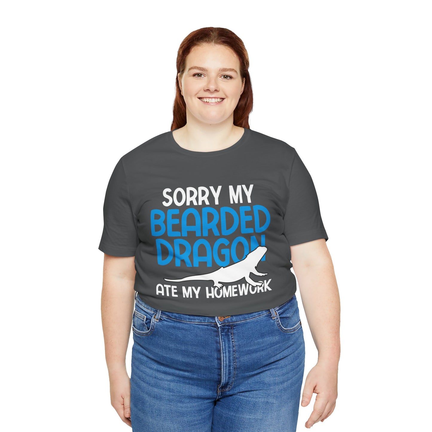"Bearded Dragon Ate My Homework" Unisex Jersey Tee - Casual Everyday Wear - Great for Reptile Lovers