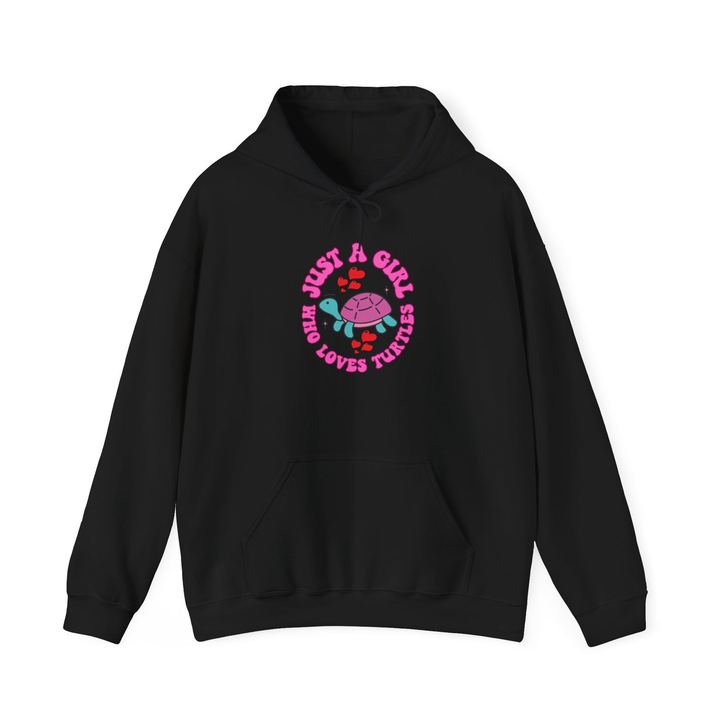 "Just a Girl Who Loves Turtles" Unisex Hooded Sweatshirt with Bold Print - Great for Reptile Lovers