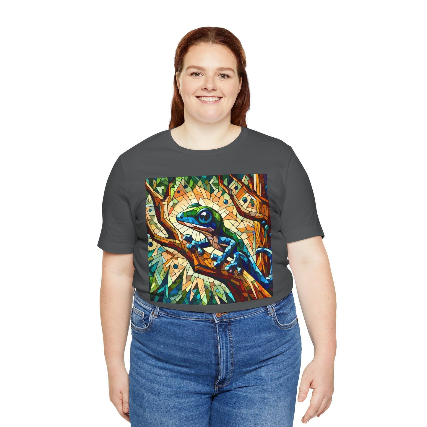 Stained Glass Lizard Unisex Jersey Tee - Casual Everyday Wear - Great for Reptile Lovers