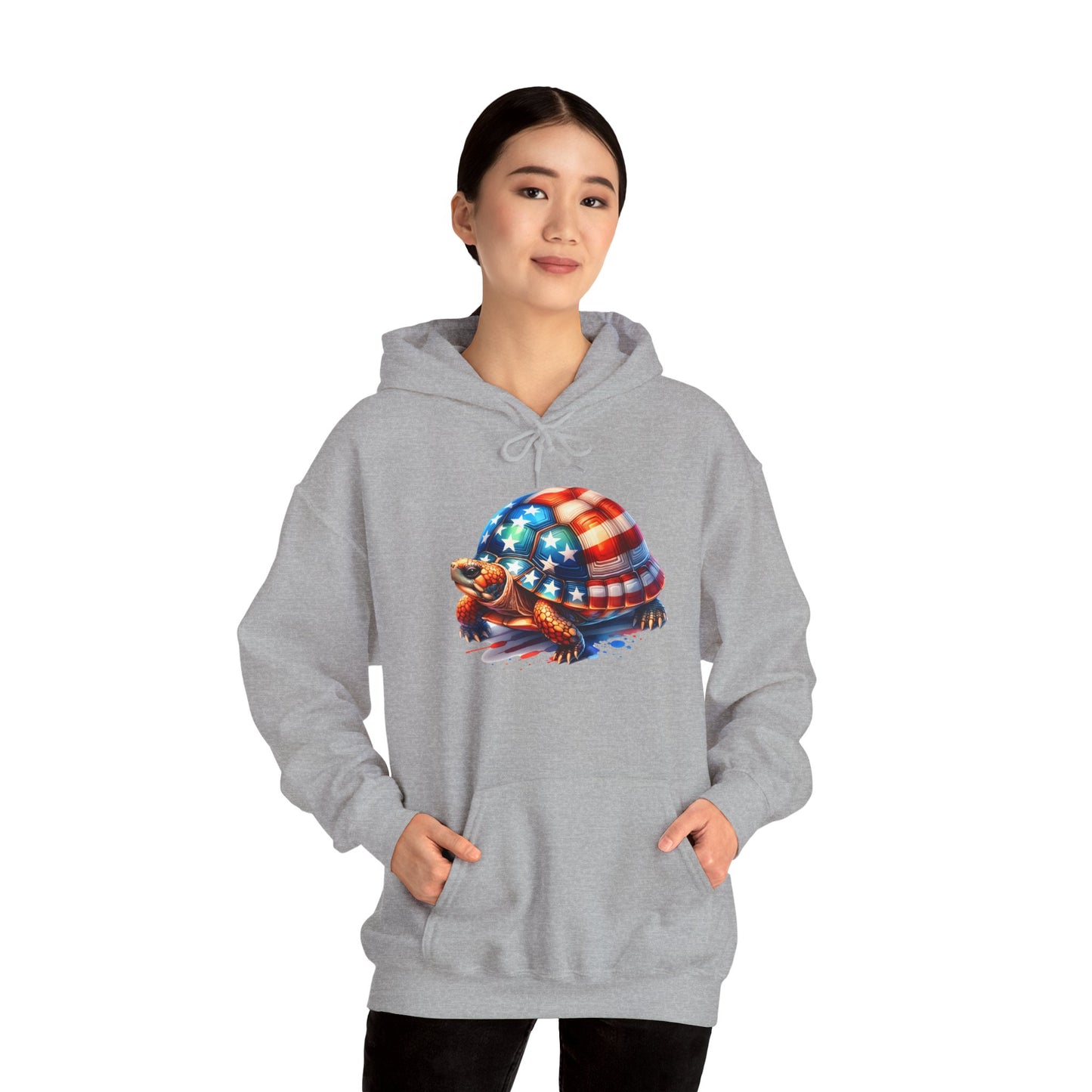 Flag Turtle Cozy Unisex Hooded Sweatshirt with Bold Print - Great for Reptile Lovers