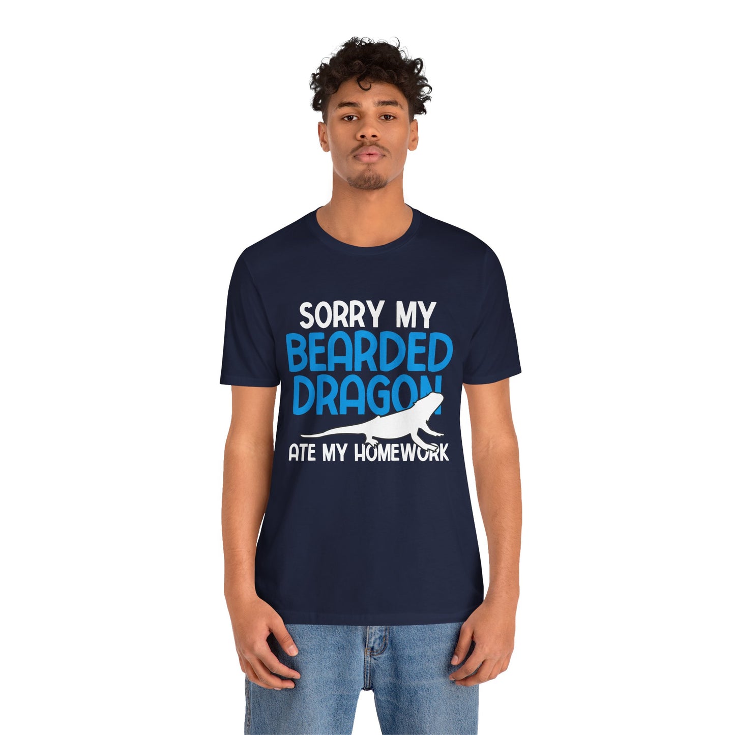 "Bearded Dragon Ate My Homework" Unisex Jersey Tee - Casual Everyday Wear - Great for Reptile Lovers