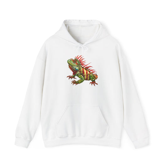 Flag Iguana Cozy Unisex Hooded Sweatshirt with Bold Print - Great for Reptile Lovers