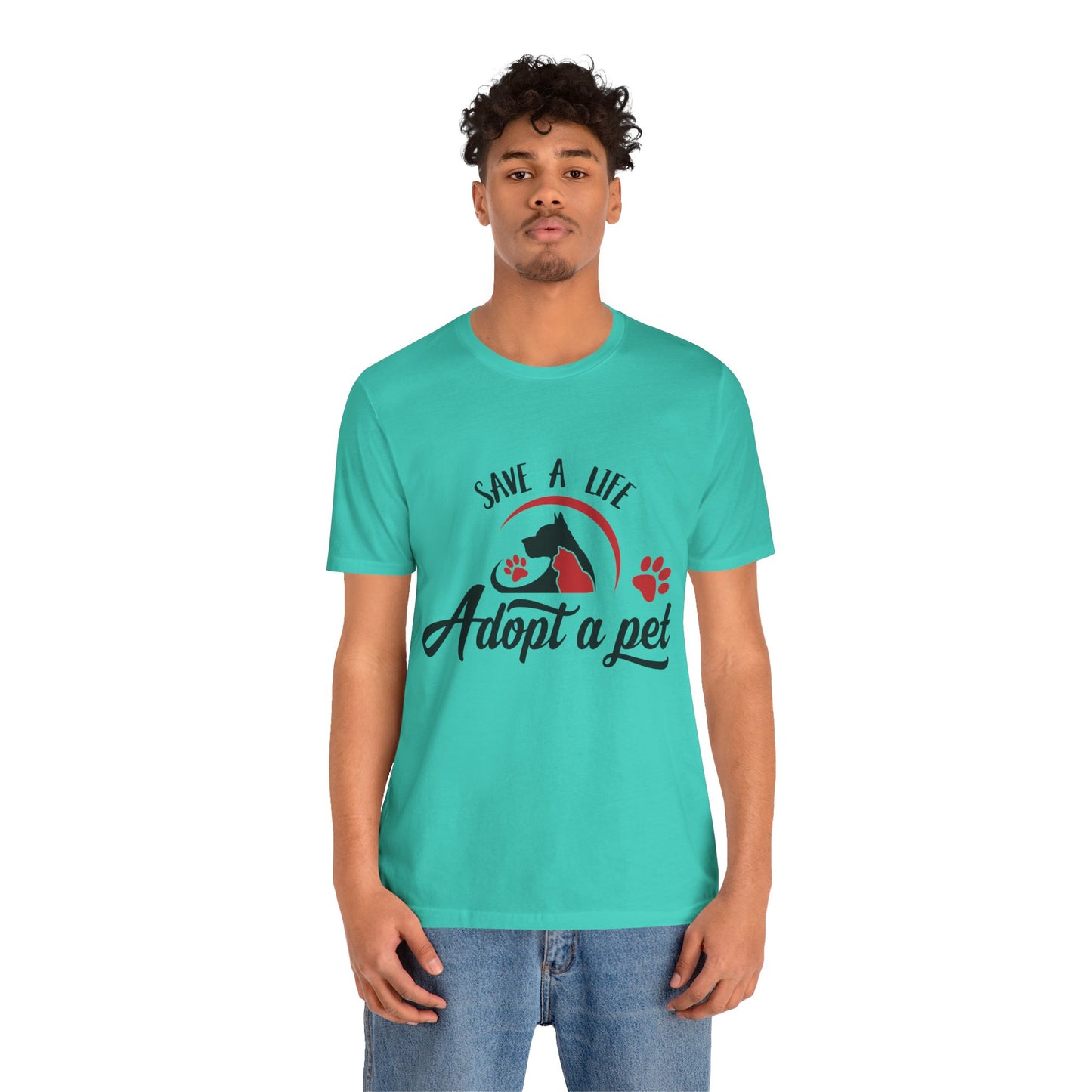 "Adopt a Pet" Print Unisex Jersey Tee - Casual Everyday Wear - Great for Pet Lovers