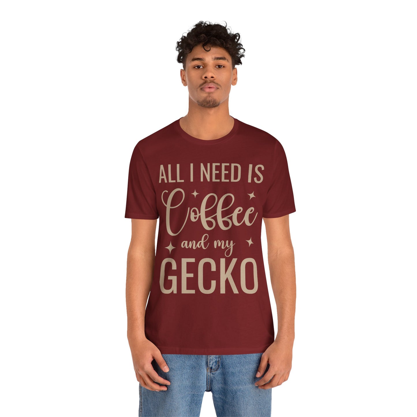 "Coffee and My Gecko" Unisex Jersey Tee - Casual Everyday Wear - Great for Reptile Lovers