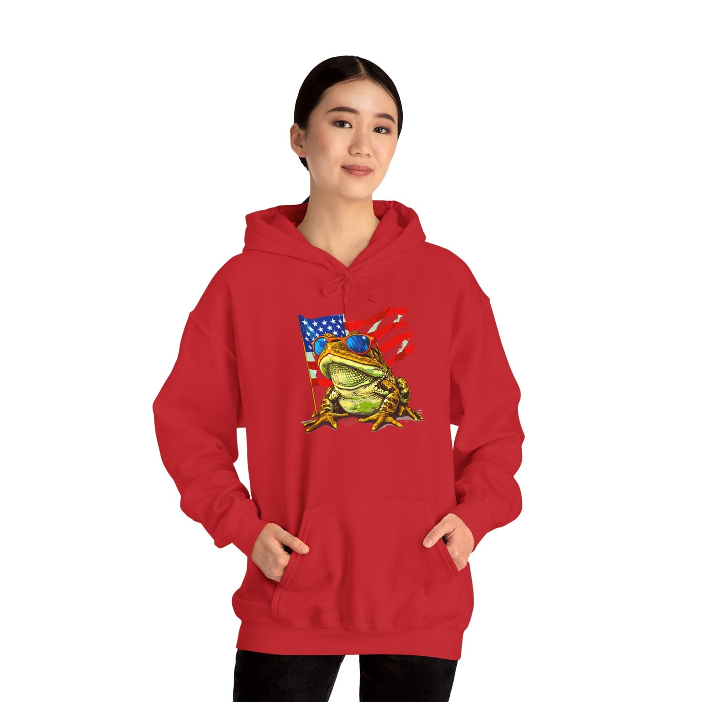 Flag Frog Cozy Unisex Hooded Sweatshirt with Bold Print - Great for Reptile Lovers