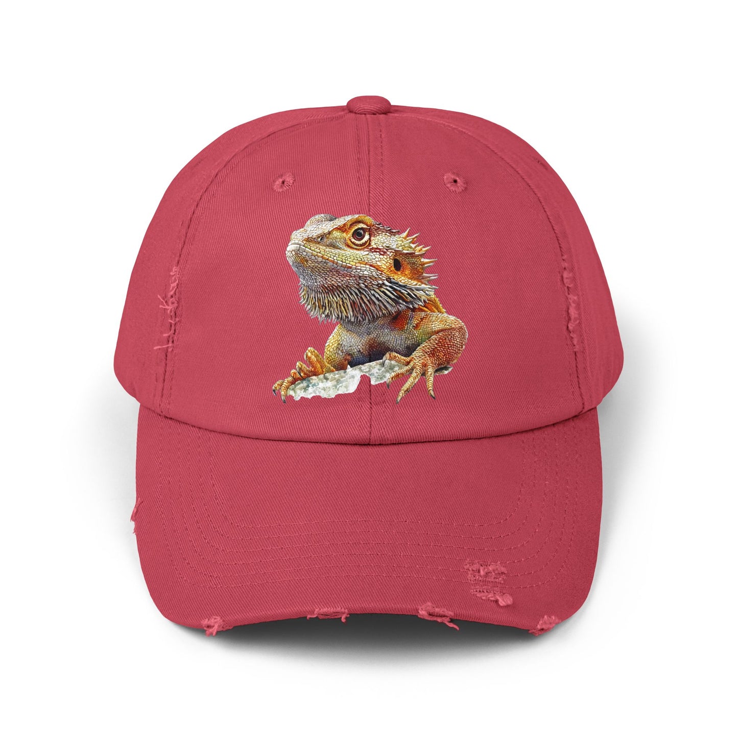 Bearded Dragon Unisex Distressed Cap - Casual Streetwear Hat for Everyday Use - Great for Reptile Lovers