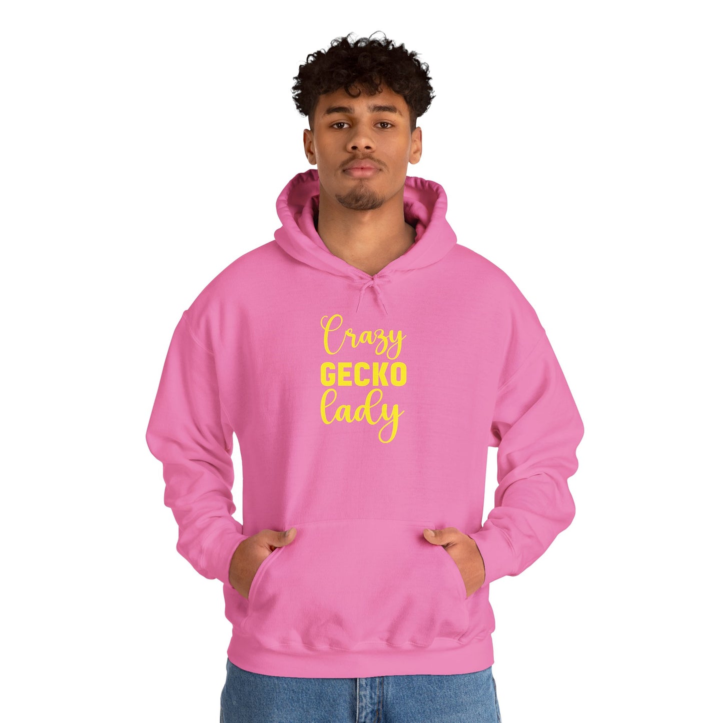 "Crazy Gecko Lady" Unisex Hooded Sweatshirt with Bold Print - Great for Reptile Lovers