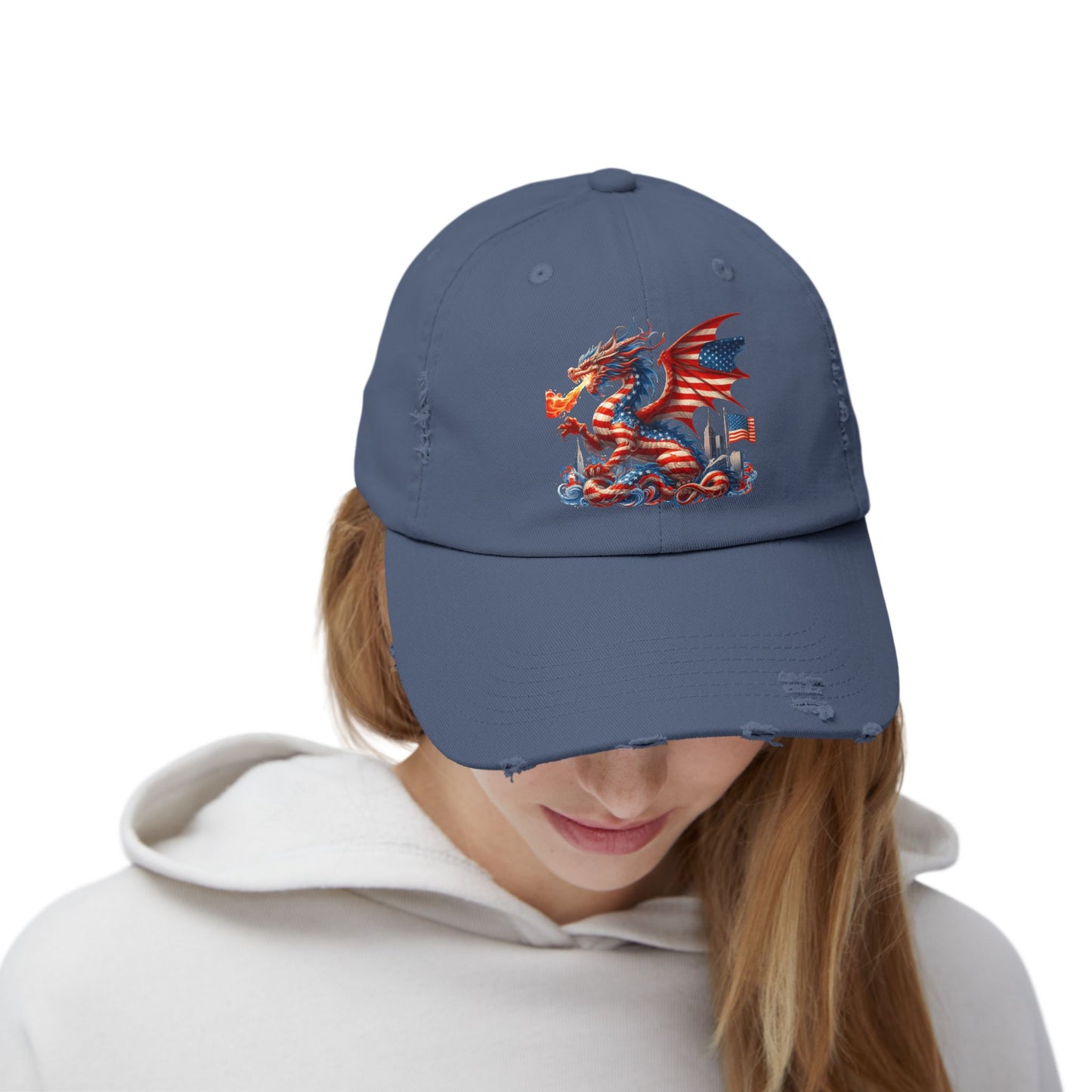 Dragon Flag Unisex Distressed Cap - Casual Streetwear Hat for Everyday Use - Great for Reptile Lovers