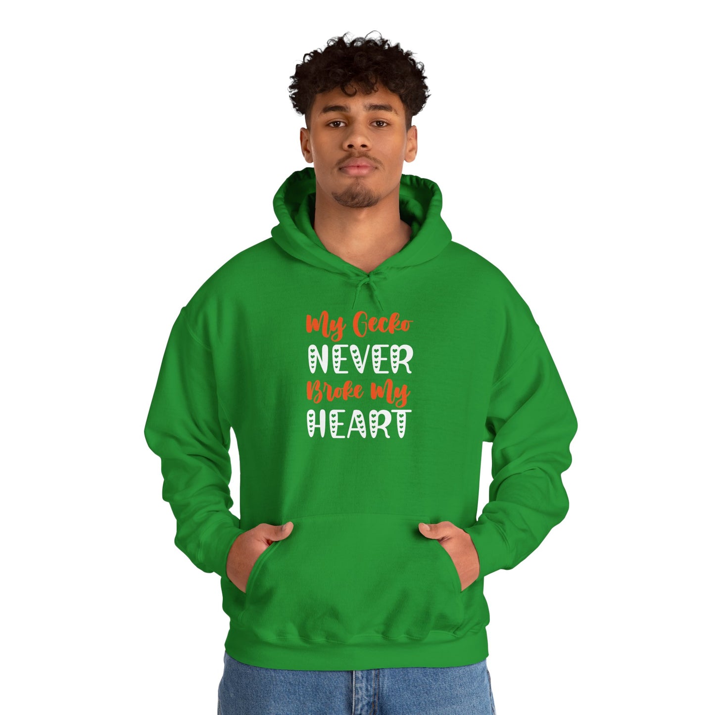 "My Gecko Never Broke My Heart" Unisex Hooded Sweatshirt with Bold Print - Great for Reptile Lovers