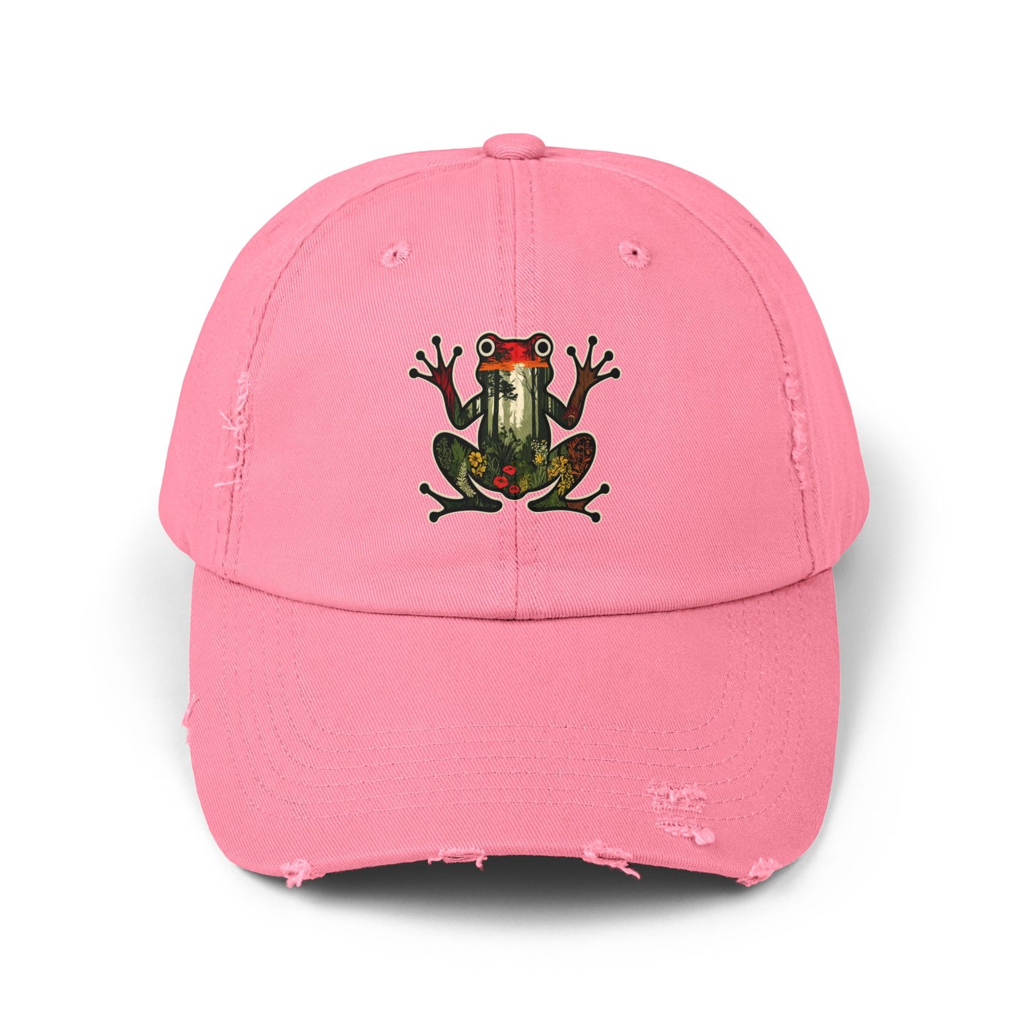 Forest Frog Unisex Distressed Cap - Casual Streetwear Hat for Everyday Use - Great for Reptile Lovers