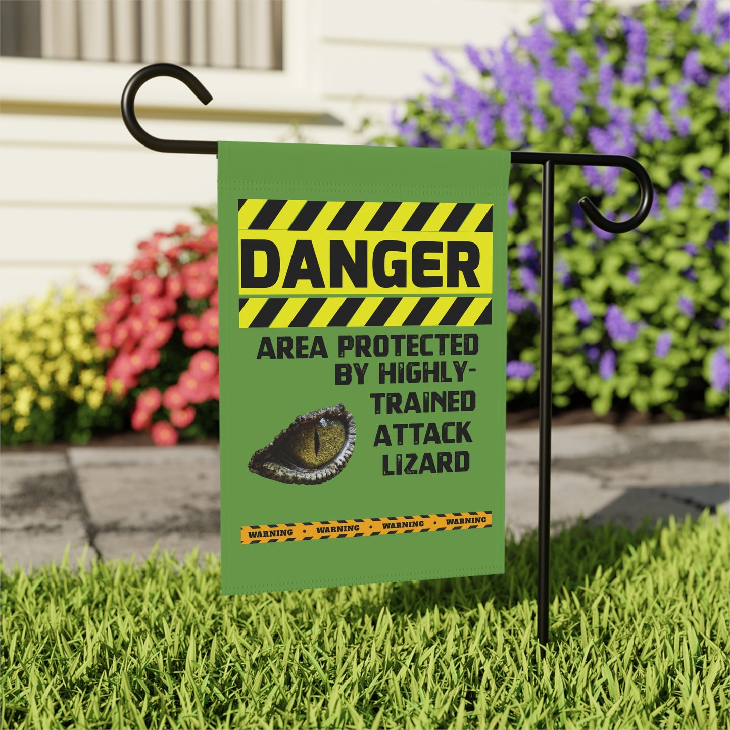Lizard Danger Garden House Banner - Customizable Outdoor Decor to Showcase Your Love of Reptiles