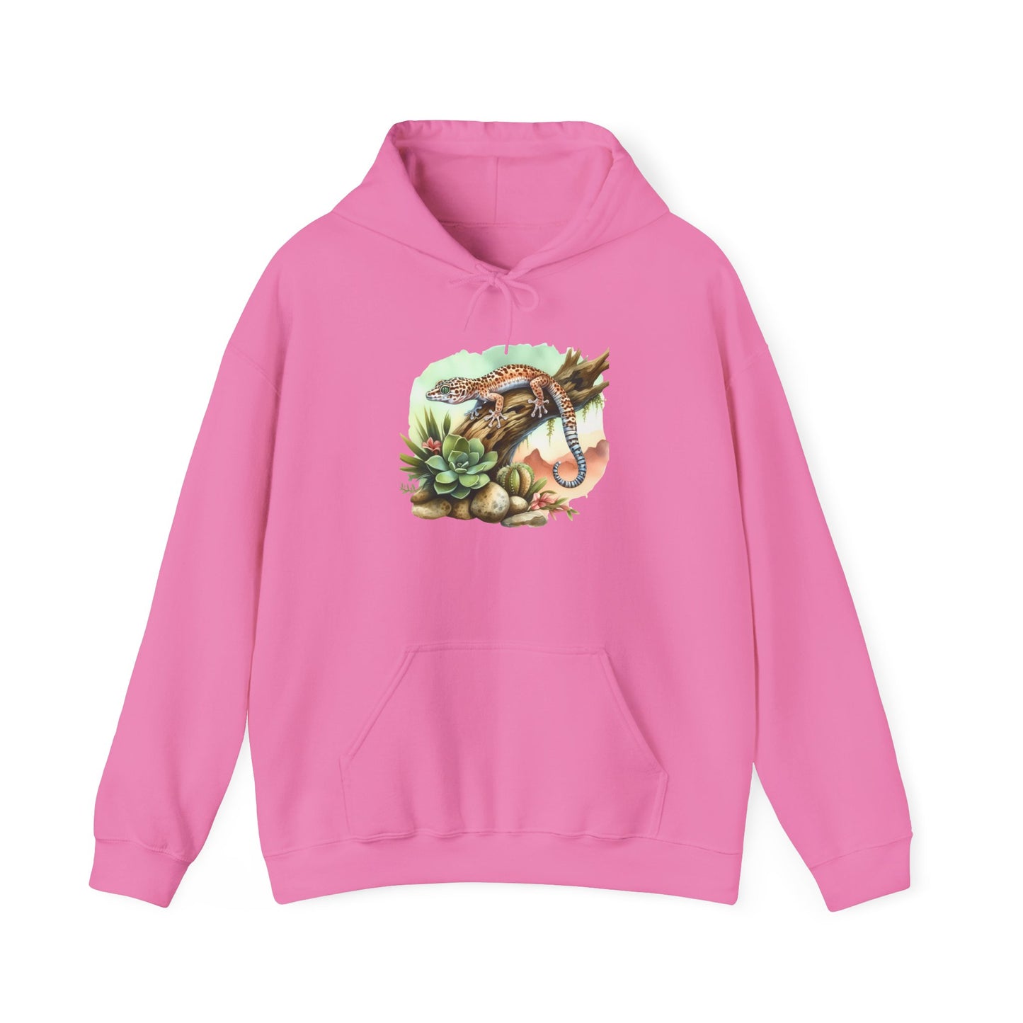 Gecko in a Tree Unisex Hooded Sweatshirt with Bold Print - Great for Reptile Lovers