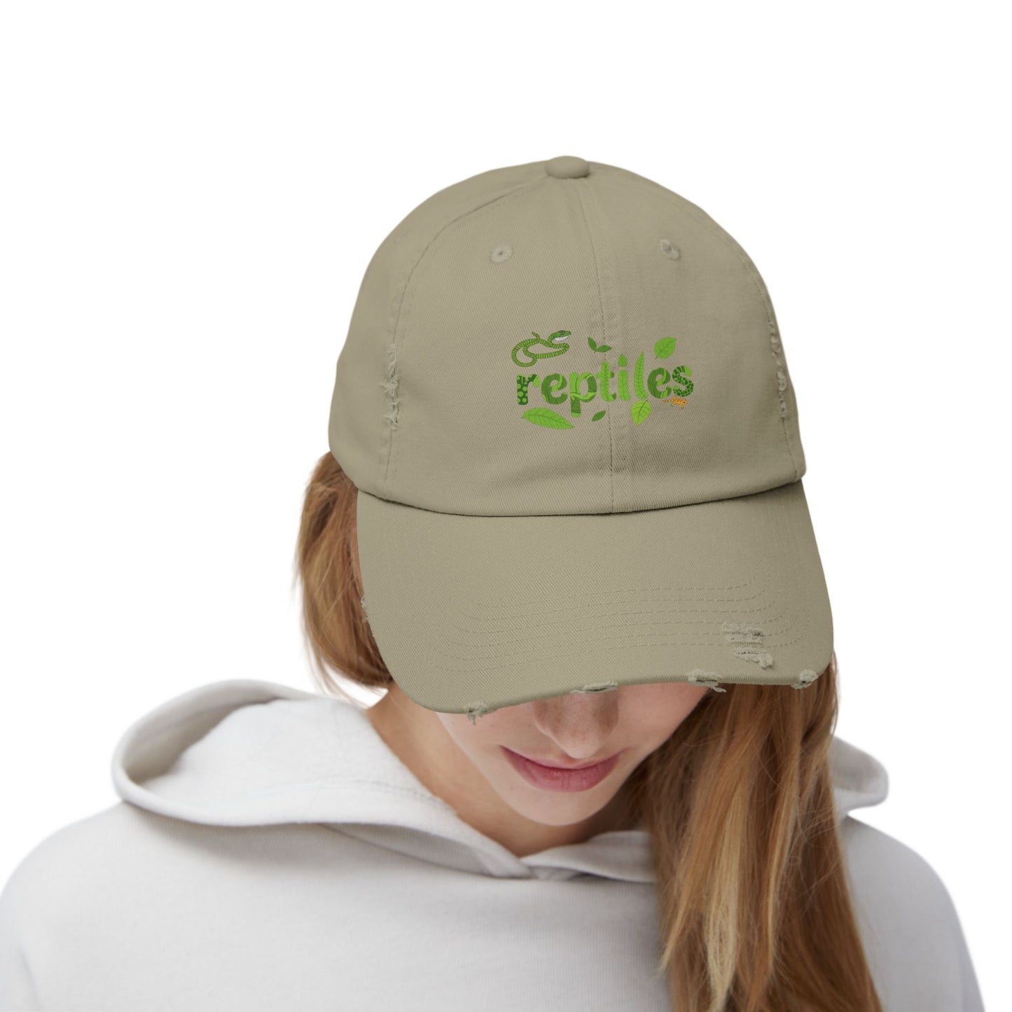 Reptiles Unisex Distressed Cap - Casual Streetwear Hat for Everyday Use - Great for Reptile Lovers