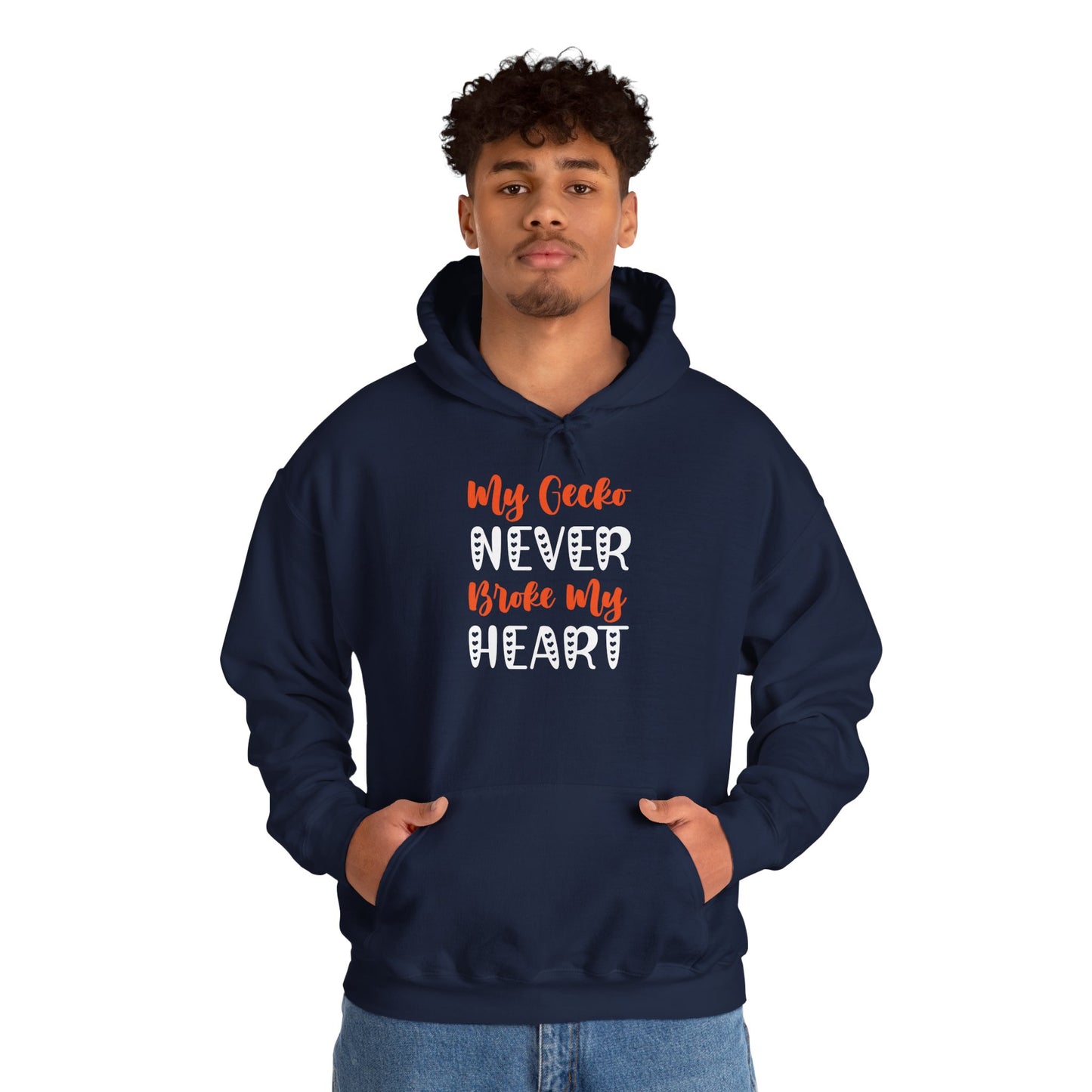 "My Gecko Never Broke My Heart" Unisex Hooded Sweatshirt with Bold Print - Great for Reptile Lovers