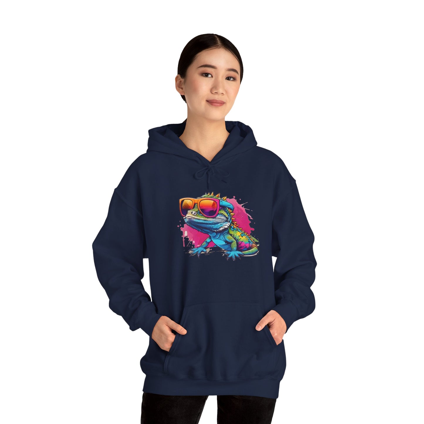 Cool Lizard Unisex Hooded Sweatshirt with Bold Print - Great for Reptile Lovers