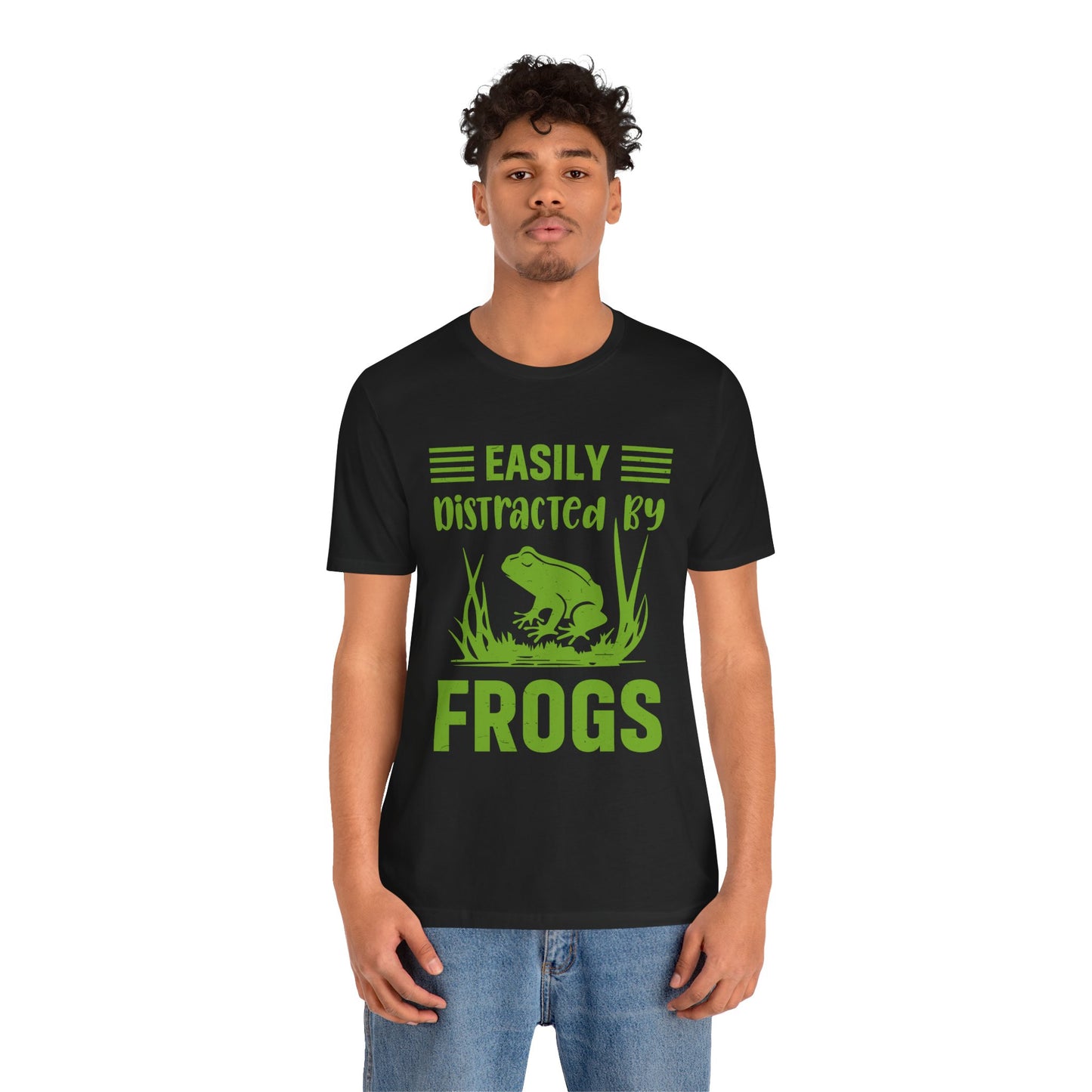"Easily Distracted by Frogs" Print Unisex Jersey Tee - Casual Everyday Wear - Great for Reptile Lovers