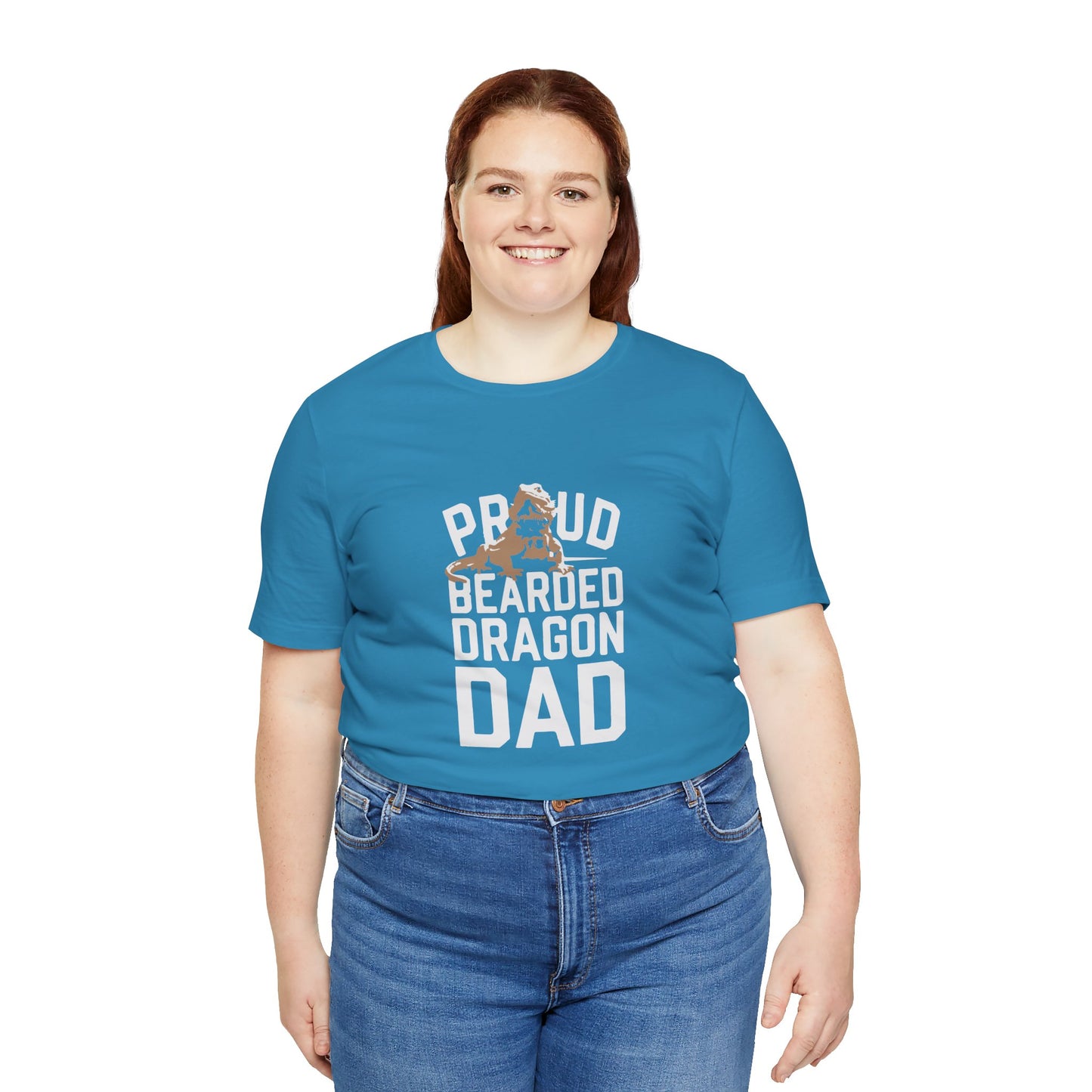 "Proud Bearded Dragon Dad" Print Unisex Jersey Tee - Casual Everyday Wear - Great for Reptile Lovers