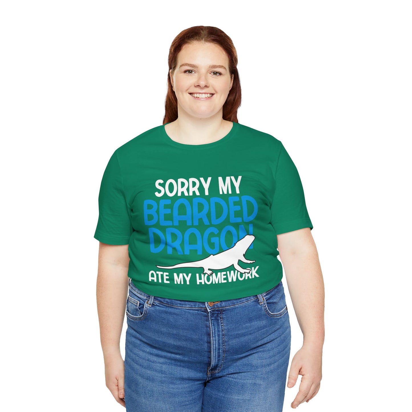 "Bearded Dragon Ate My Homework" Unisex Jersey Tee - Casual Everyday Wear - Great for Reptile Lovers