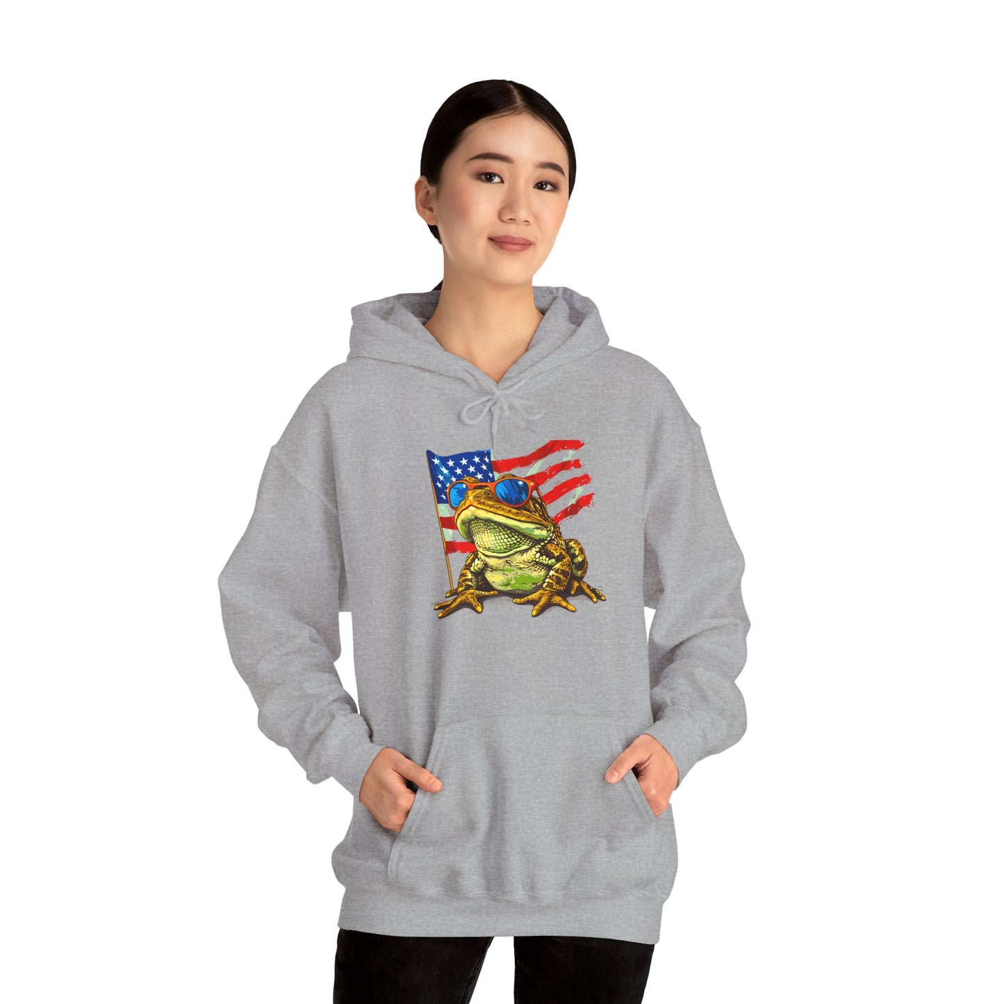 Flag Frog Cozy Unisex Hooded Sweatshirt with Bold Print - Great for Reptile Lovers