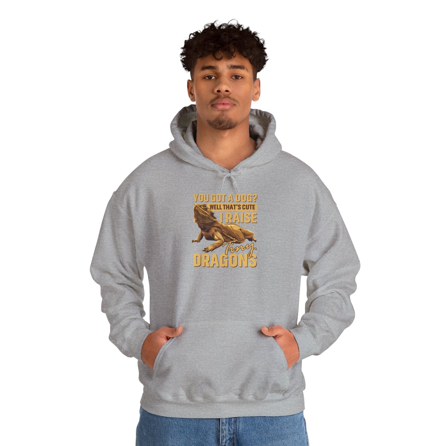 "I Raise Tiny Dragons" Unisex Hooded Sweatshirt with Bold Print - Great for Reptile Lovers