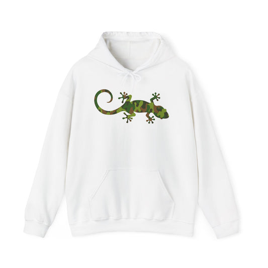 Camo Gecko Unisex Hooded Sweatshirt with Bold Print - Great for Reptile Lovers