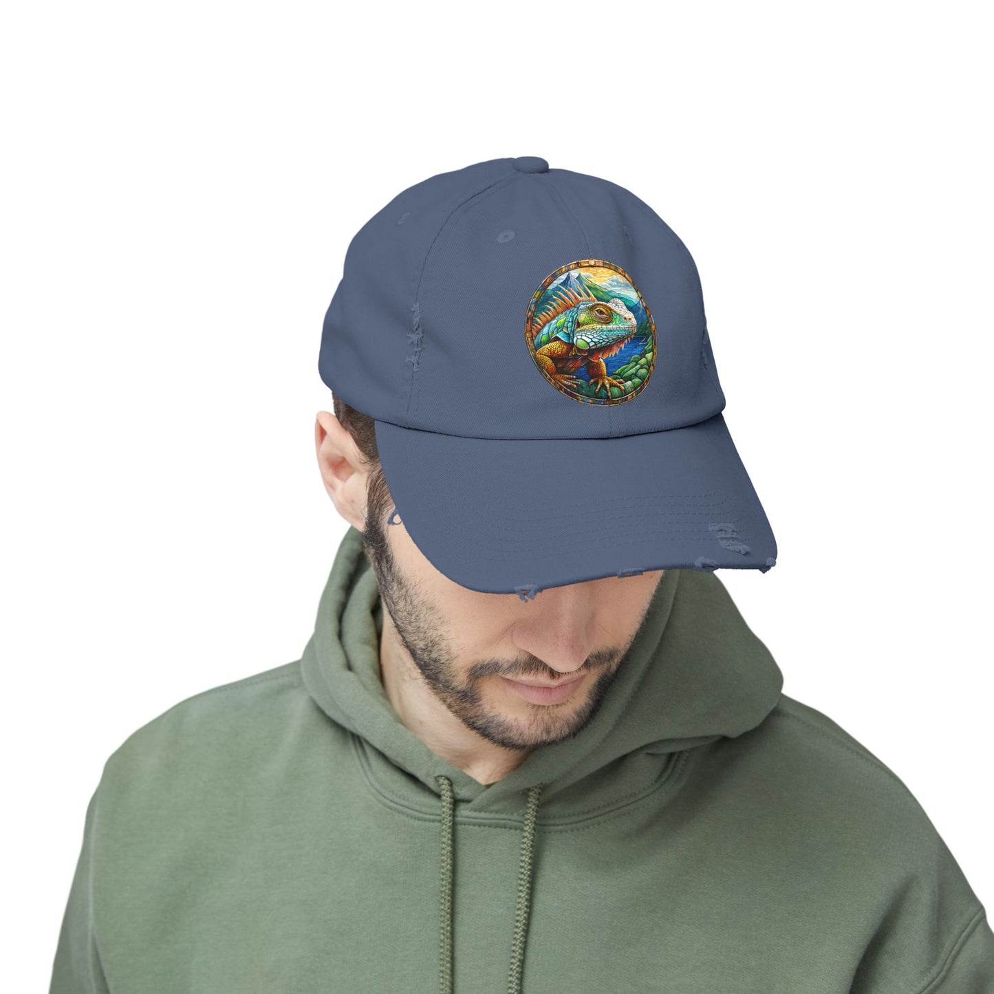 Iguana Unisex Distressed Cap - Casual Streetwear Hat for Everyday Use - Great for Reptile Lovers