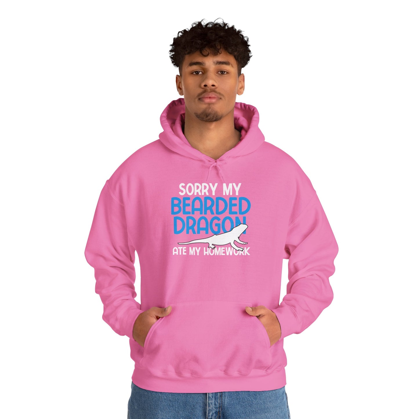 "Bearded Dragon Ate My Homework" Unisex Hooded Sweatshirt with Bold Print - Great for Reptile Lovers