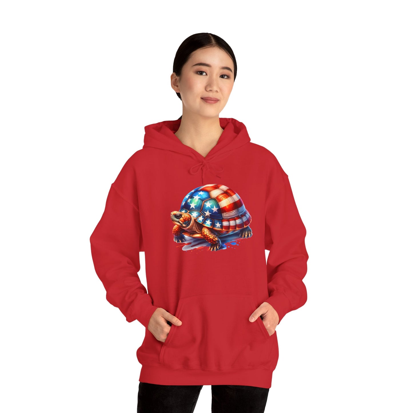 Flag Turtle Cozy Unisex Hooded Sweatshirt with Bold Print - Great for Reptile Lovers
