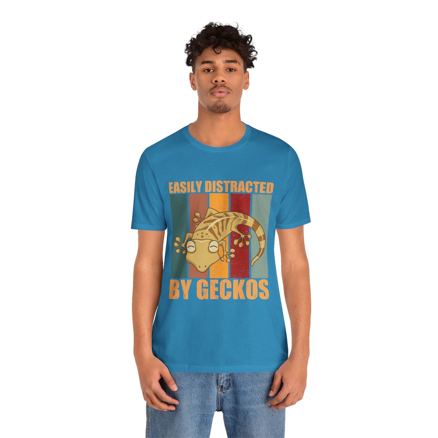 "Easily Distracted By Geckos" Unisex Jersey Tee - Casual Everyday Wear - Great for Reptile Lovers