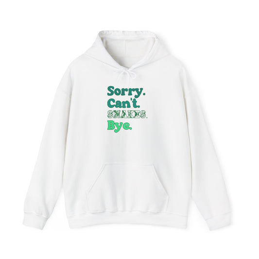 "Sorry Can't Snakes Bye" Cozy Unisex Hooded Sweatshirt with Bold Print - Great for Reptile Lovers
