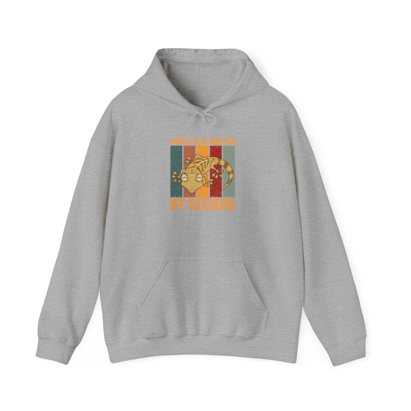 "Easily Distracted by Geckos" Unisex Hooded Sweatshirt with Bold Print - Great for Reptile Lovers