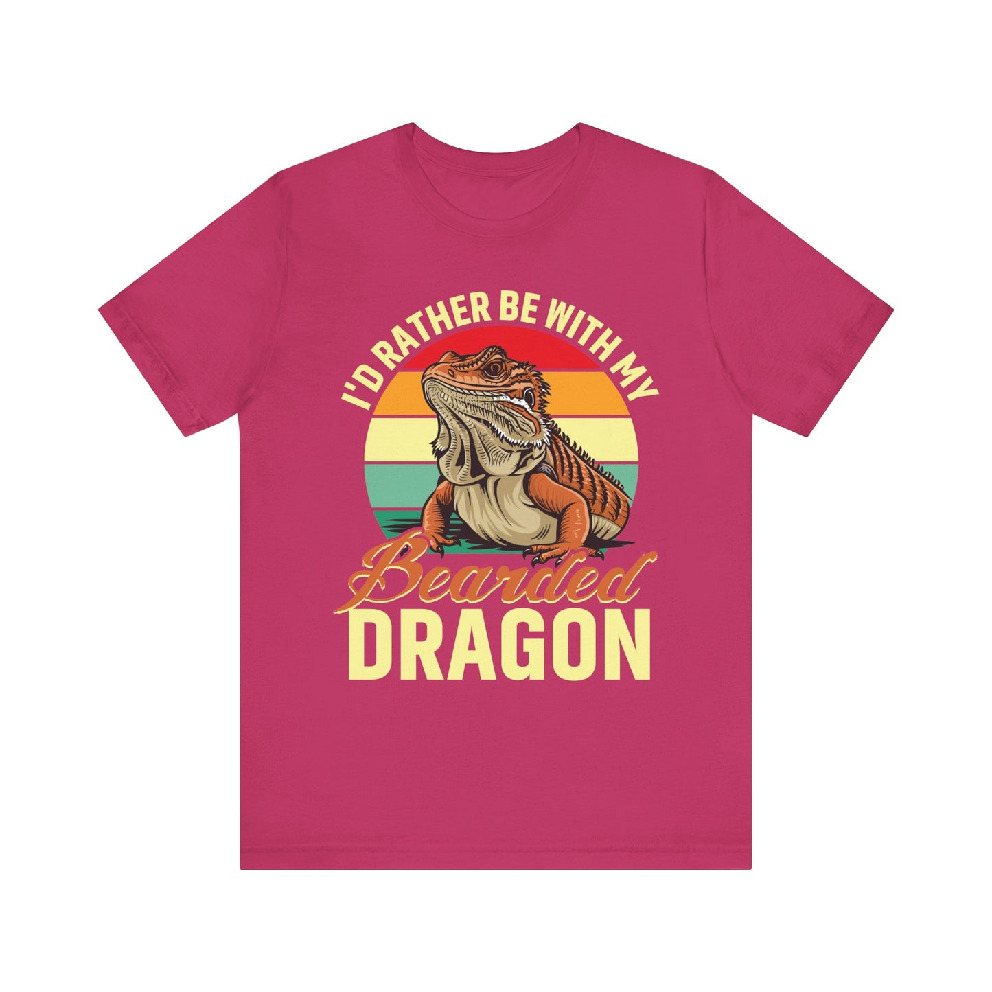 "I'd Rather Be With My Bearded Dragon" Print Unisex Jersey Tee - Casual Everyday Wear - Great for Reptile Lovers