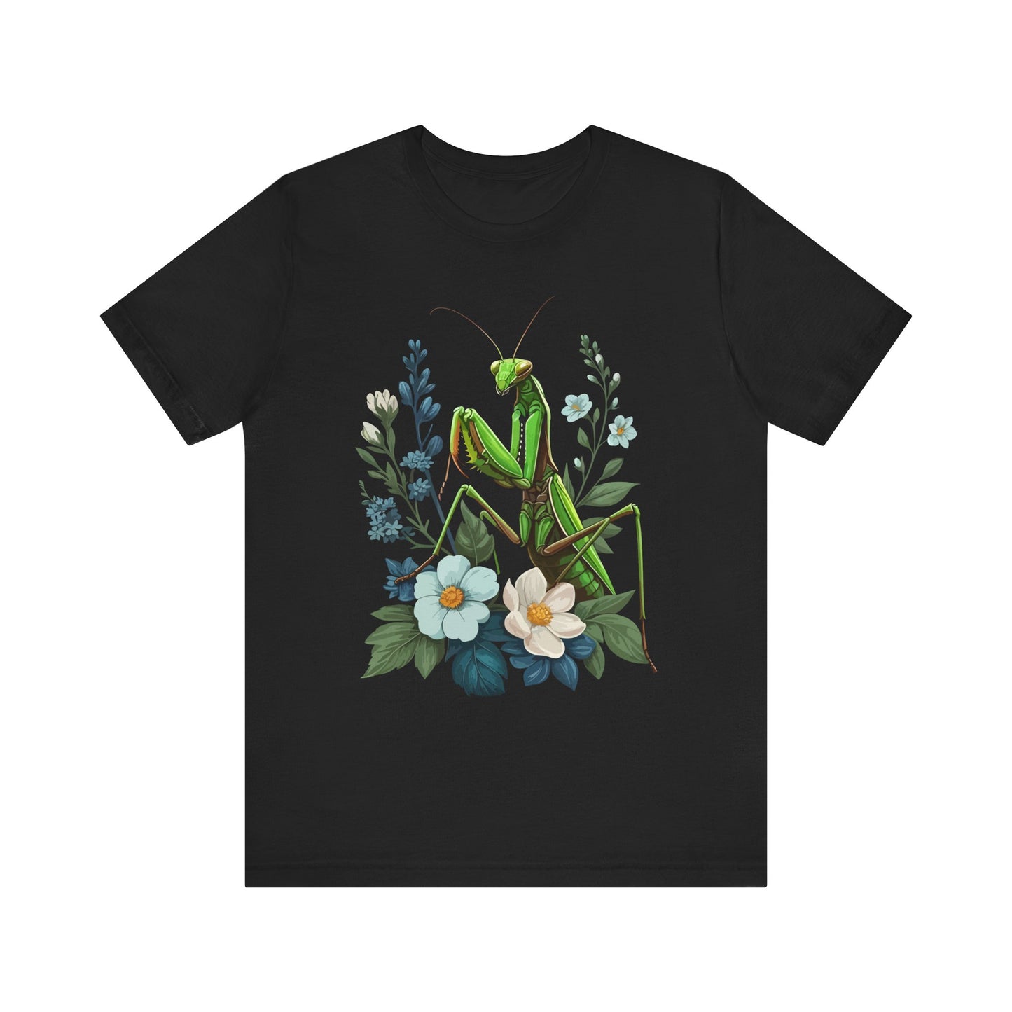 Mantis in the Flowers Unisex Jersey Tee - Casual Everyday Wear - Great for Insect Lovers