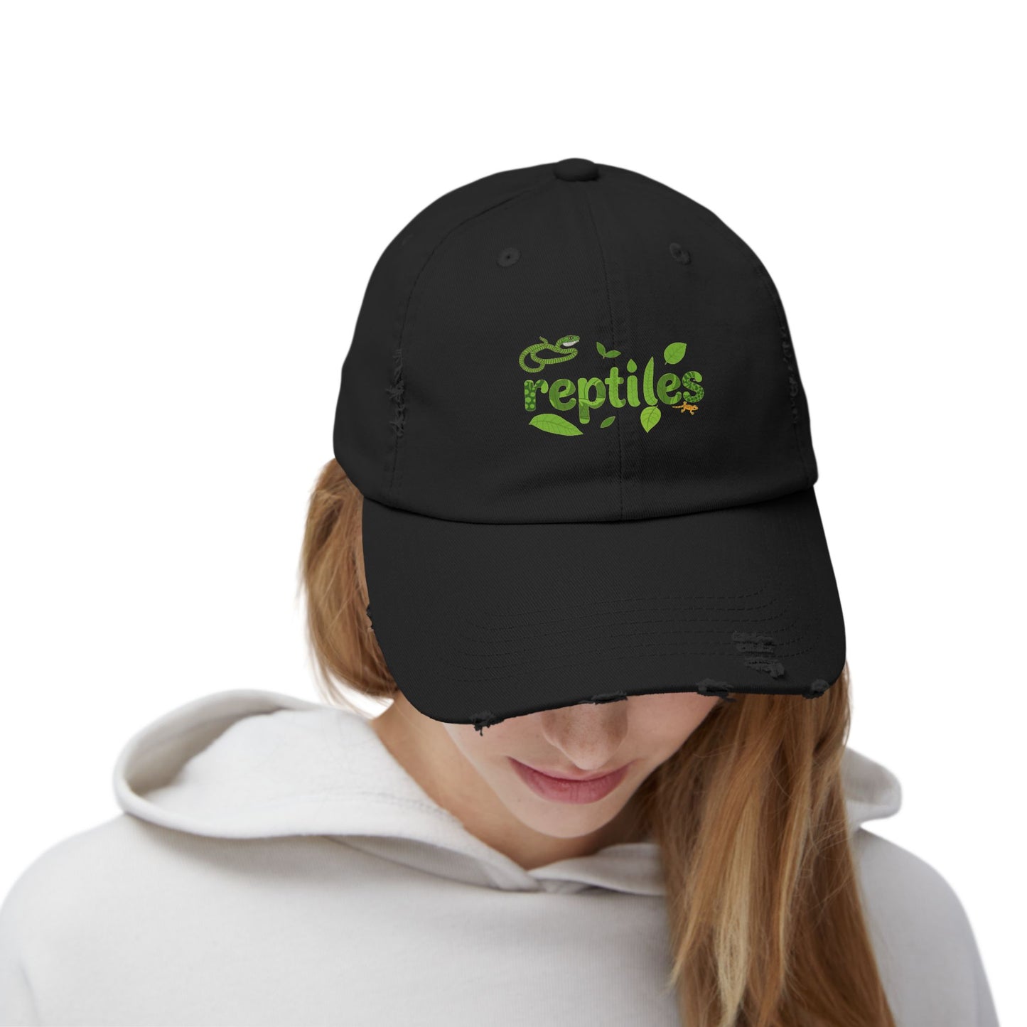 Reptiles Unisex Distressed Cap - Casual Streetwear Hat for Everyday Use - Great for Reptile Lovers