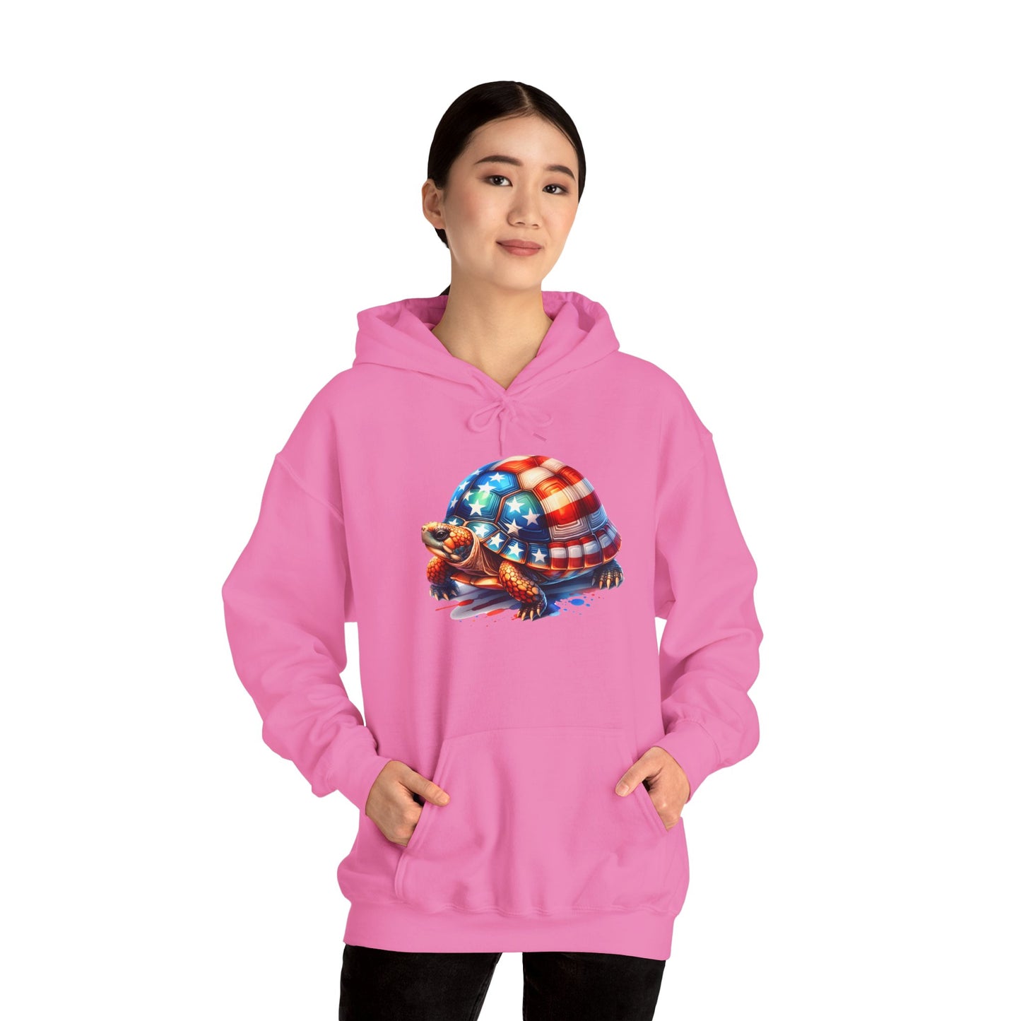 Flag Turtle Cozy Unisex Hooded Sweatshirt with Bold Print - Great for Reptile Lovers
