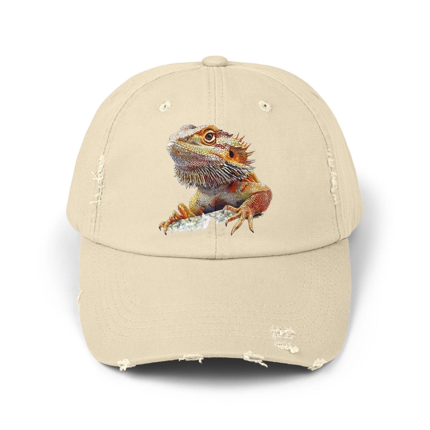 Bearded Dragon Unisex Distressed Cap - Casual Streetwear Hat for Everyday Use - Great for Reptile Lovers