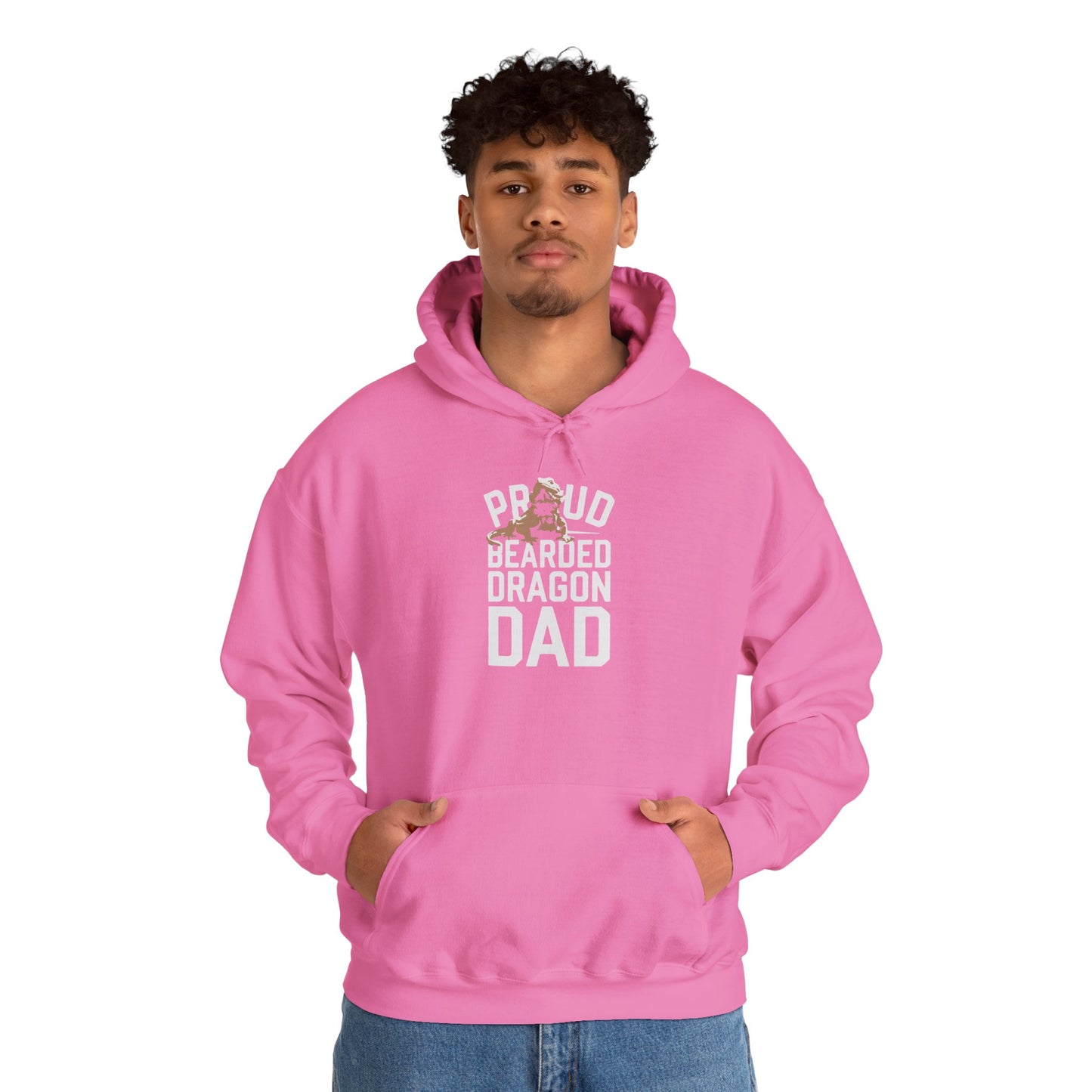 "Proud Bearded Dragon Dad" Unisex Hooded Sweatshirt with Bold Print - Great for Reptile Lovers