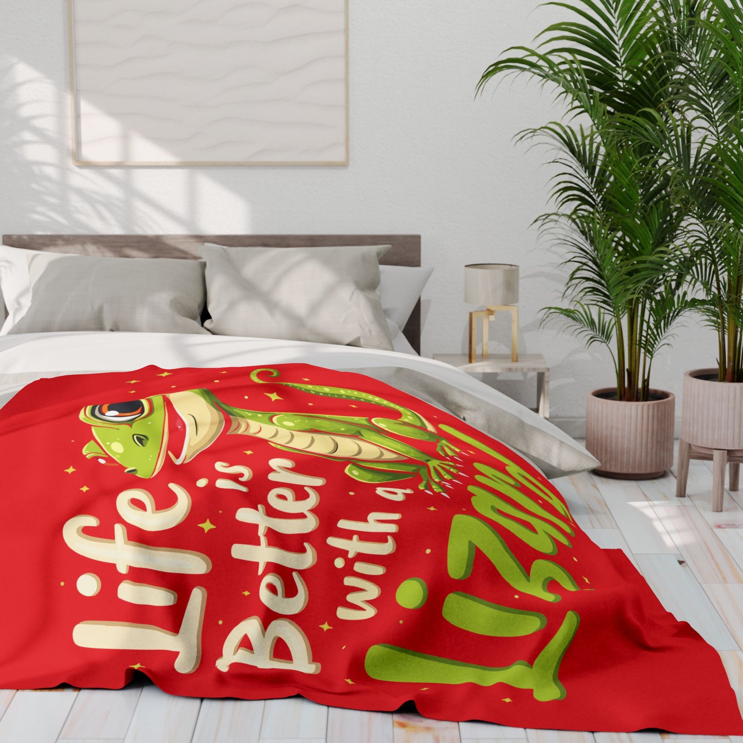 "Life is Better with a Lizard" Cozy Arctic Fleece Blanket | Perfect for Home Decor, Gifting, and Cozy Nights - Snuggle up with a Reptile