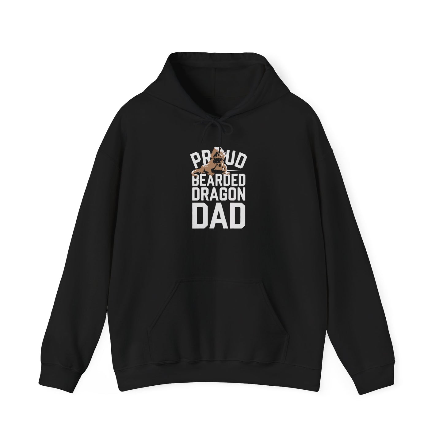 "Proud Bearded Dragon Dad" Unisex Hooded Sweatshirt with Bold Print - Great for Reptile Lovers