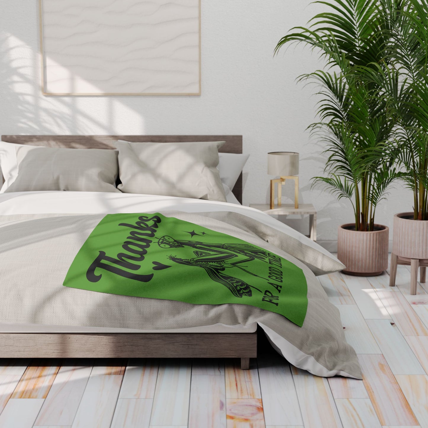 "Thanks for a Good Time" Cozy Arctic Fleece Blanket | Perfect for Home Decor, Gifting, and Cozy Nights - Snuggle up with a Mantis