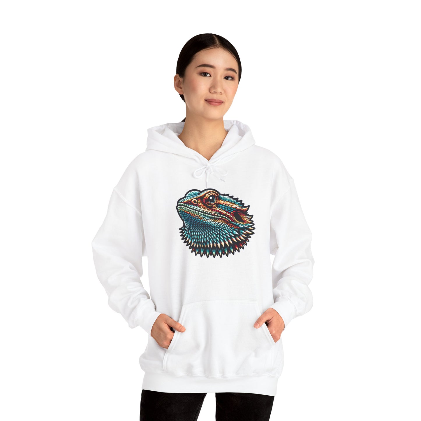Beardie Head Unisex Hooded Sweatshirt with Bold Print - Great for Reptile Lovers