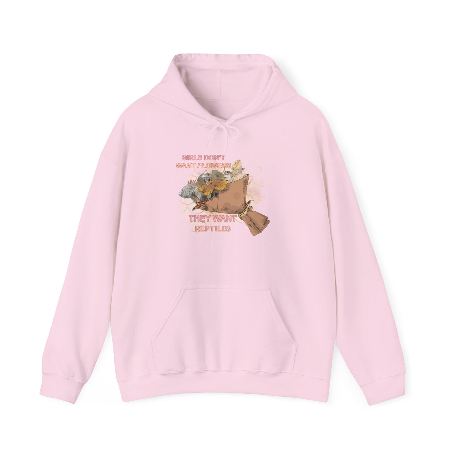 "Girls Don't Want Flowers" Unisex Hooded Sweatshirt with Bold Print - Great for Reptile Lovers