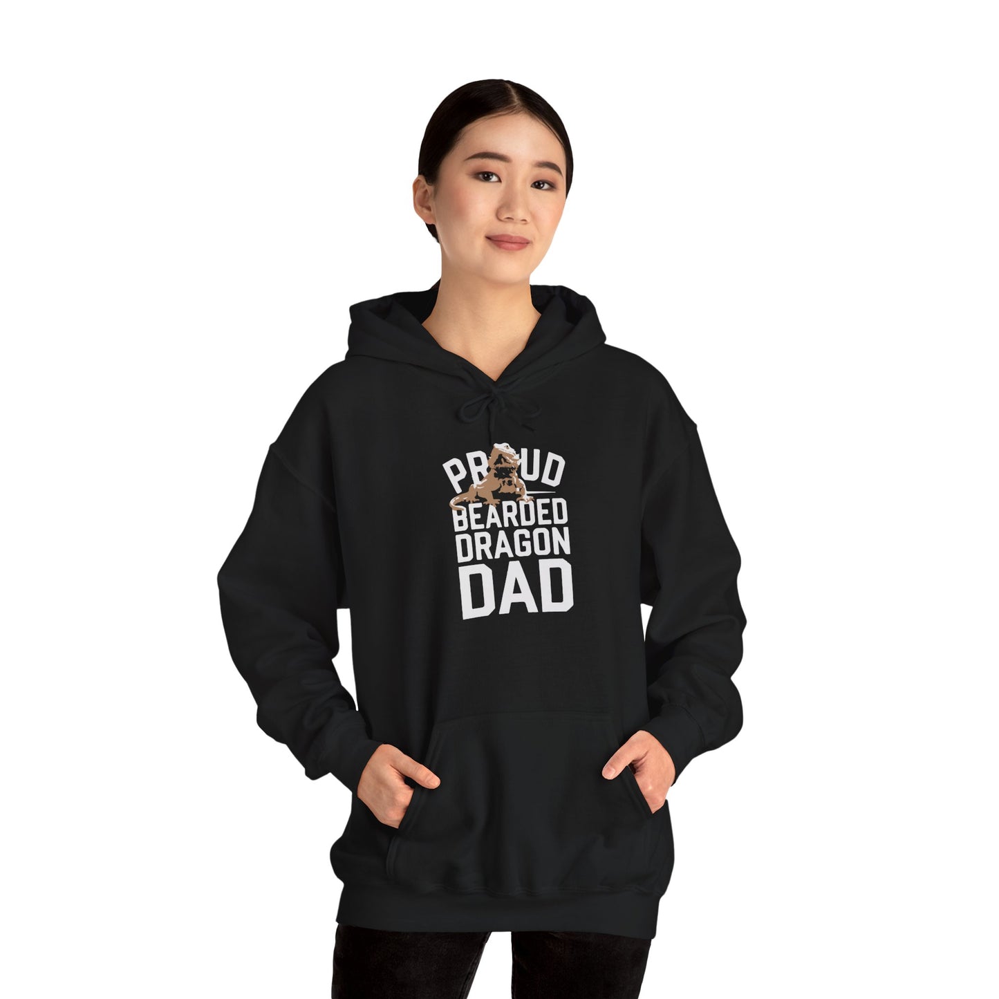 "Proud Bearded Dragon Dad" Unisex Hooded Sweatshirt with Bold Print - Great for Reptile Lovers