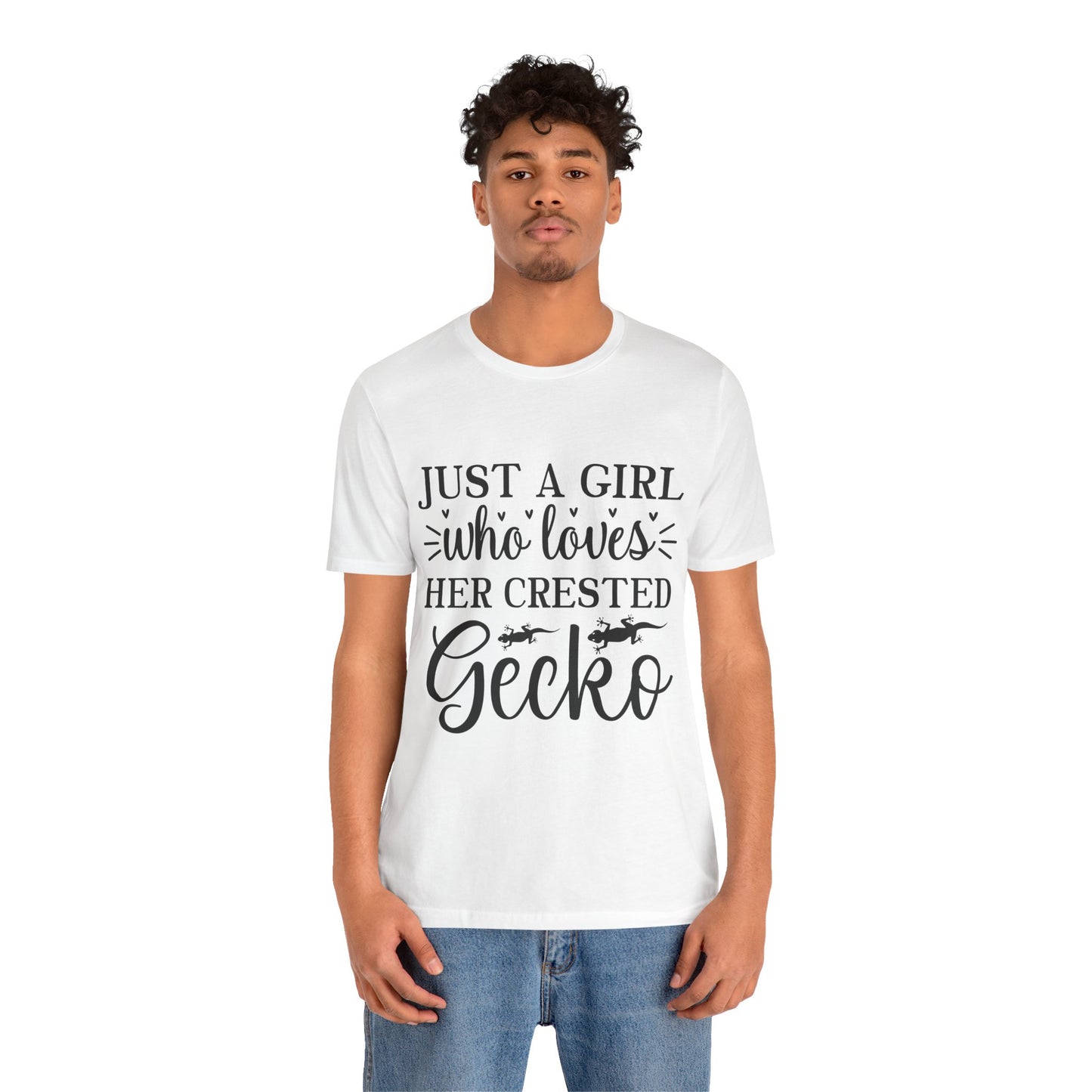 "Just a Girl Crested Gecko" Print Unisex Jersey Tee - Casual Everyday Wear - Great for Reptile Lovers