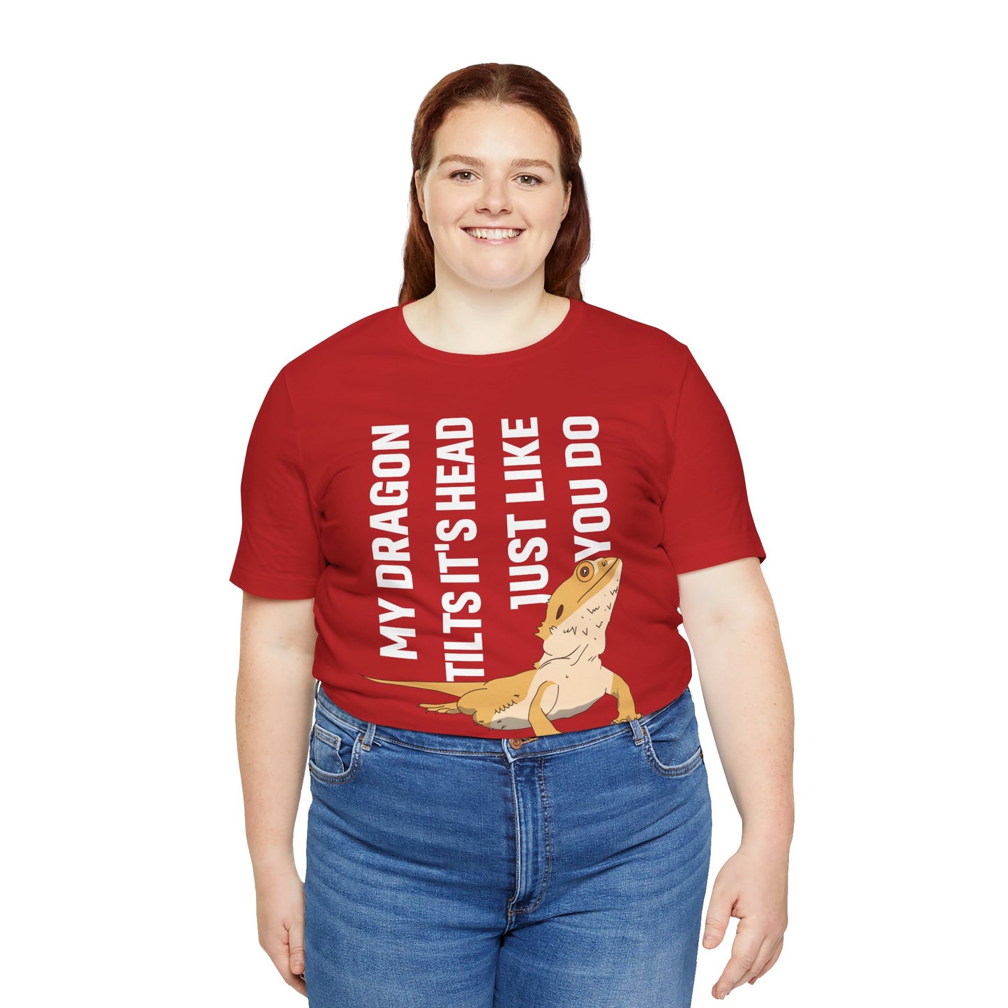 "My Dragon Tilts Its Head" Unisex Jersey Tee - Casual Everyday Wear - Great for Reptile Lovers