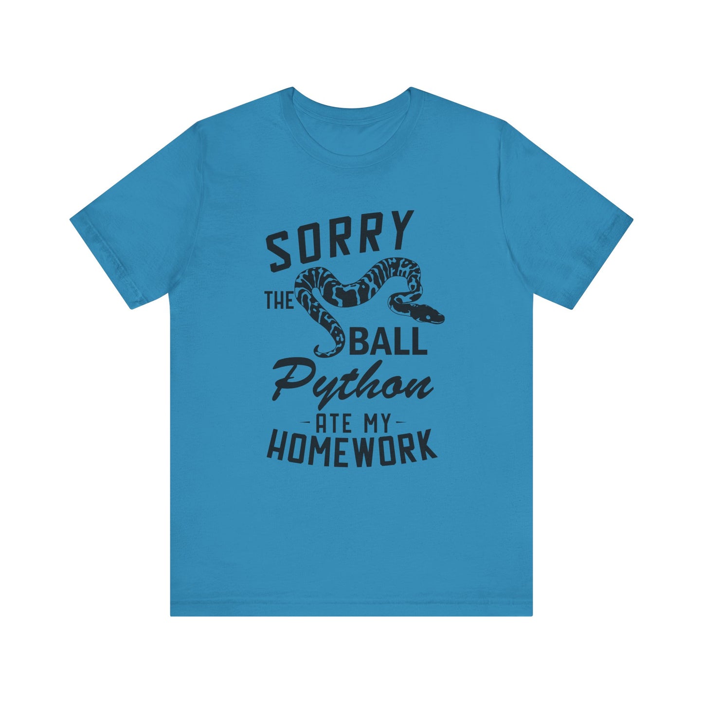 "The Ball Python Ate My Homework" Unisex Jersey Tee - Casual Everyday Wear - Great for Reptile Lovers