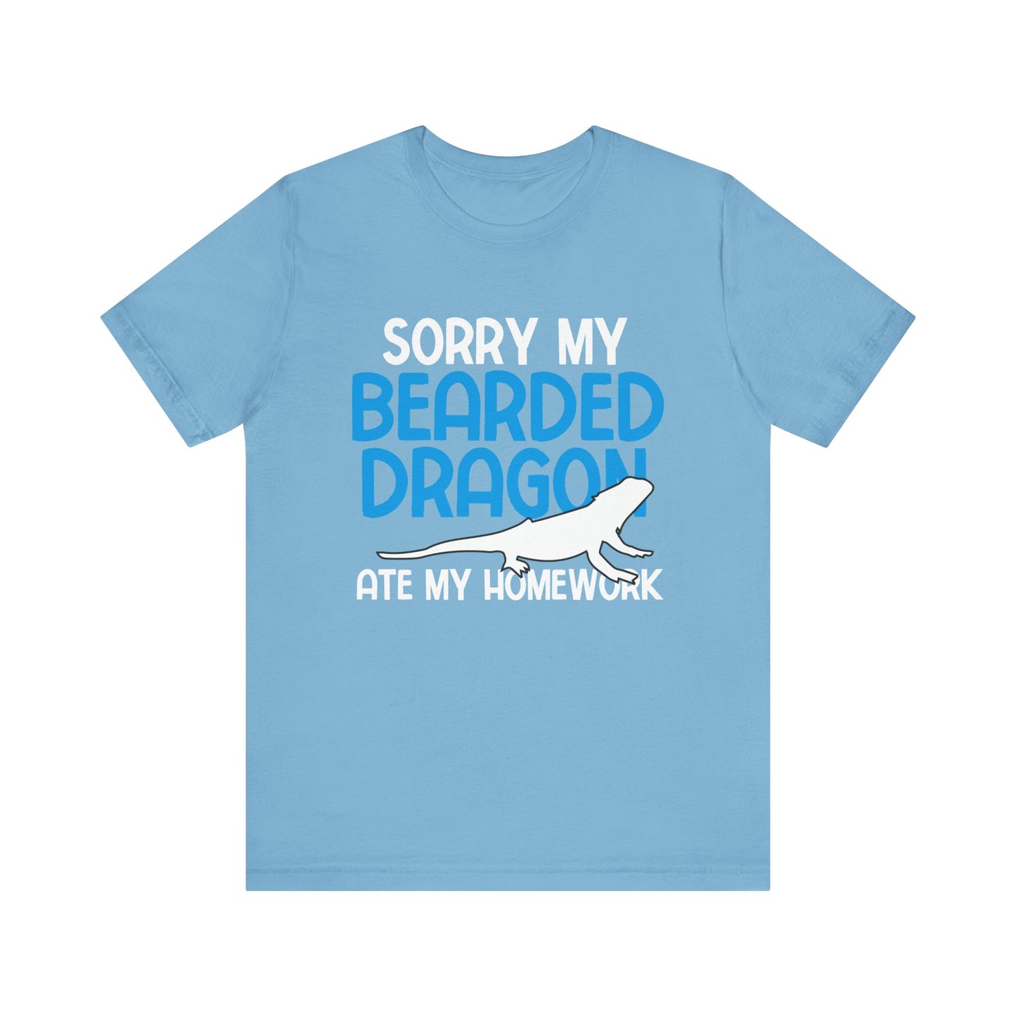 "Bearded Dragon Ate My Homework" Unisex Jersey Tee - Casual Everyday Wear - Great for Reptile Lovers